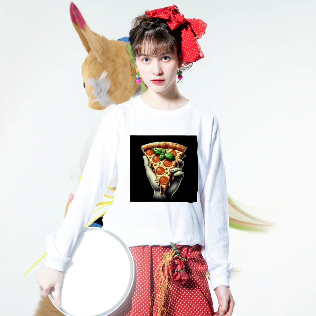 yuriseのおしゃれなpizzaのグッズ Long Sleeve T-Shirt :model wear (front)