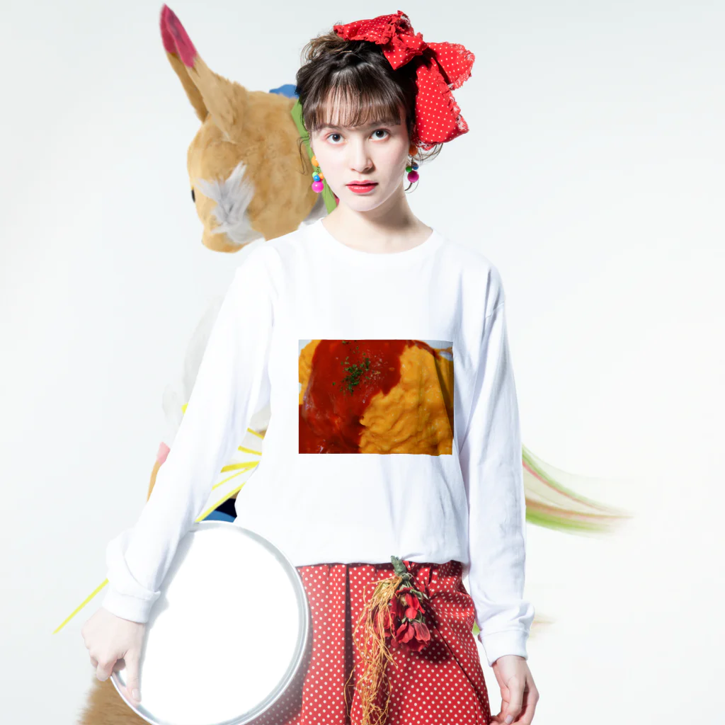 inu_nekoHaの実写オムライス Long Sleeve T-Shirt :model wear (front)