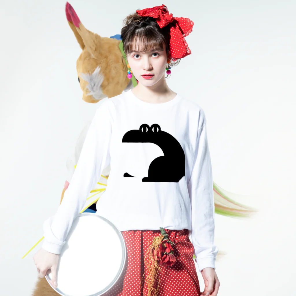 オ ザ むのANIMALシリーズ　かえる Long Sleeve T-Shirt :model wear (front)