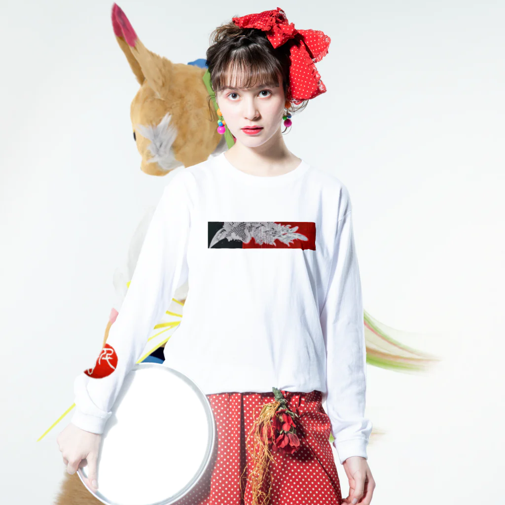 水墨絵師 松木墨善の鳳凰図 Long Sleeve T-Shirt :model wear (front)