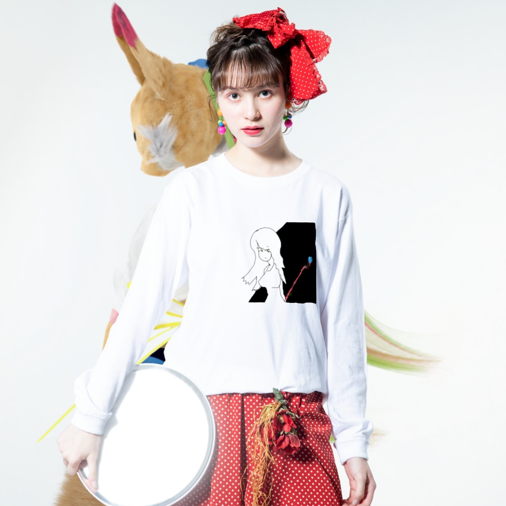 水草の魔女02 Long Sleeve T-Shirt :model wear (front)