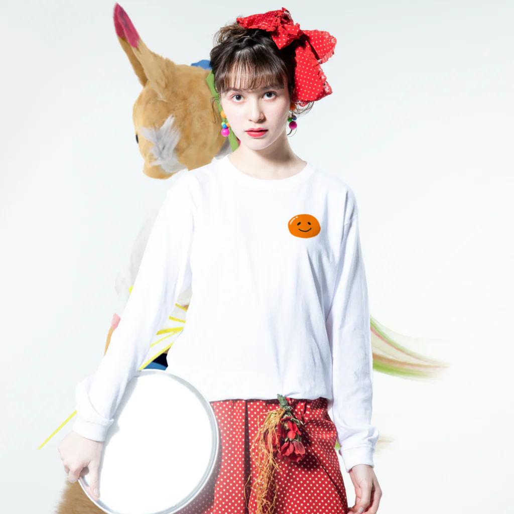 ★Panda Cafe★の目玉焼き★Sunny-side up Long Sleeve T-Shirt :model wear (front)