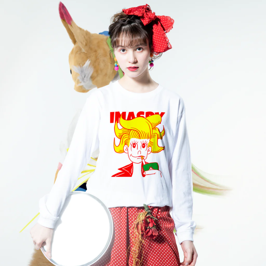 INASBY 髑髏毒郎のワイルドボサボサちゃん Long Sleeve T-Shirt :model wear (front)