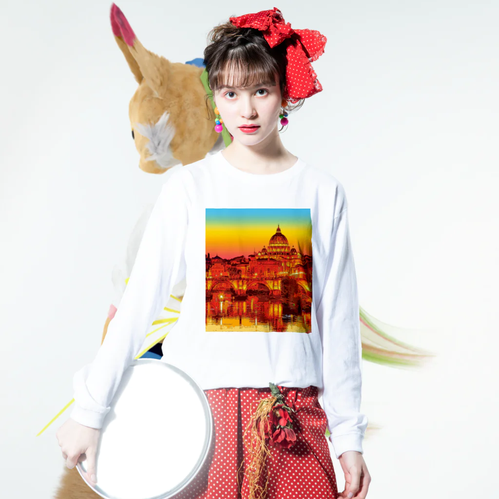 GALLERY misutawoのイタリア ローマの夕暮れ Long Sleeve T-Shirt :model wear (front)