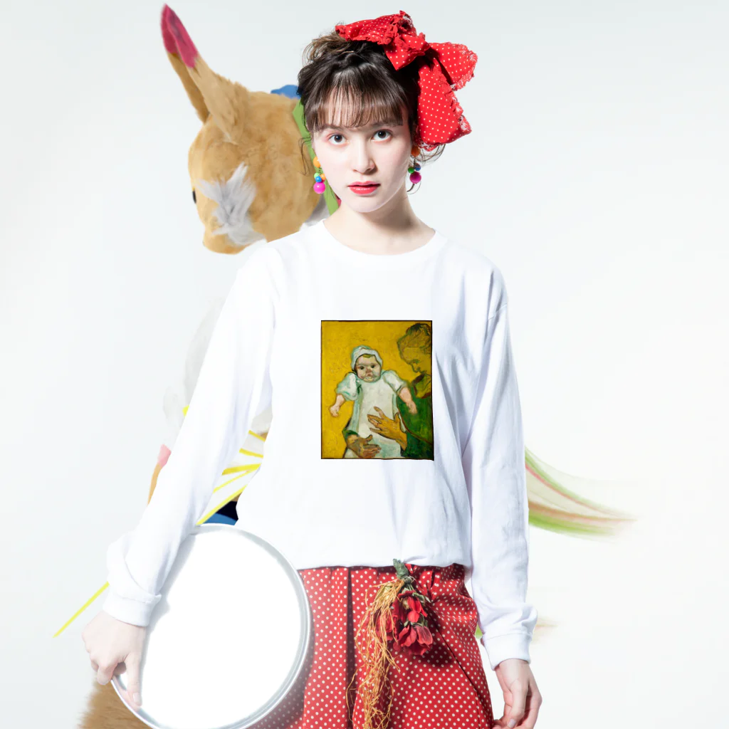 Masterpieceのゴッホ　/　マダムルーリンと彼女の赤ちゃん　Madame Roulin and Her Baby 1888 Long Sleeve T-Shirt :model wear (front)