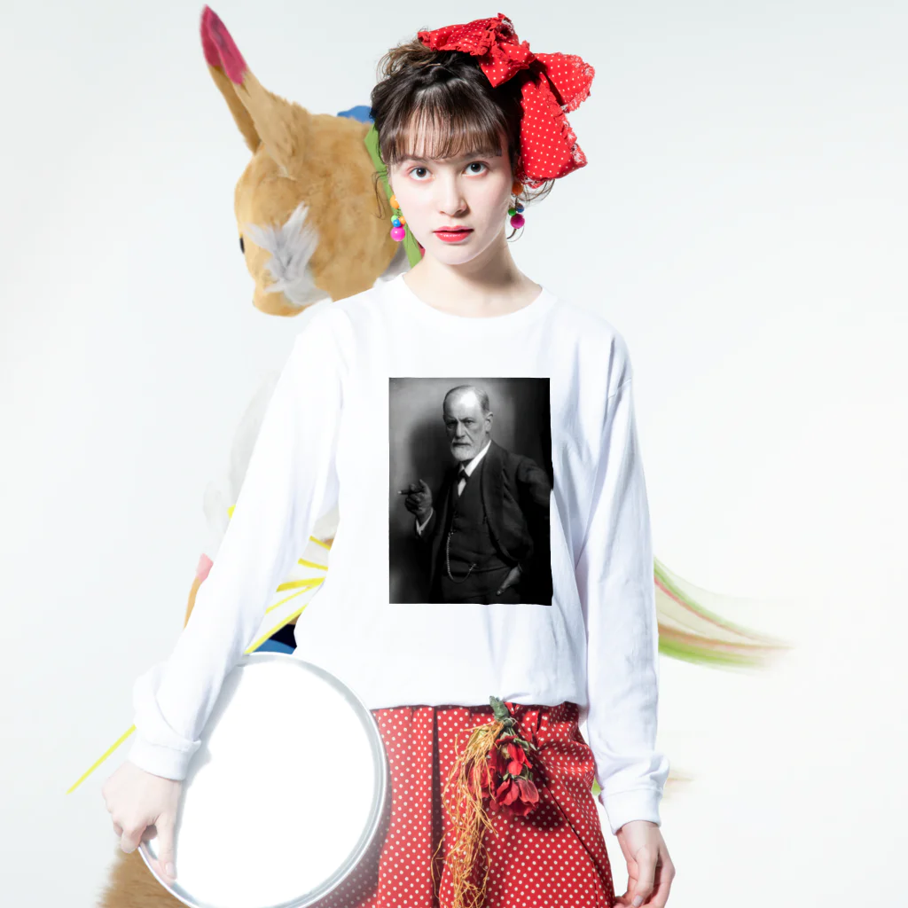 旨味教授といちごもちぷりんのフロイト Long Sleeve T-Shirt :model wear (front)