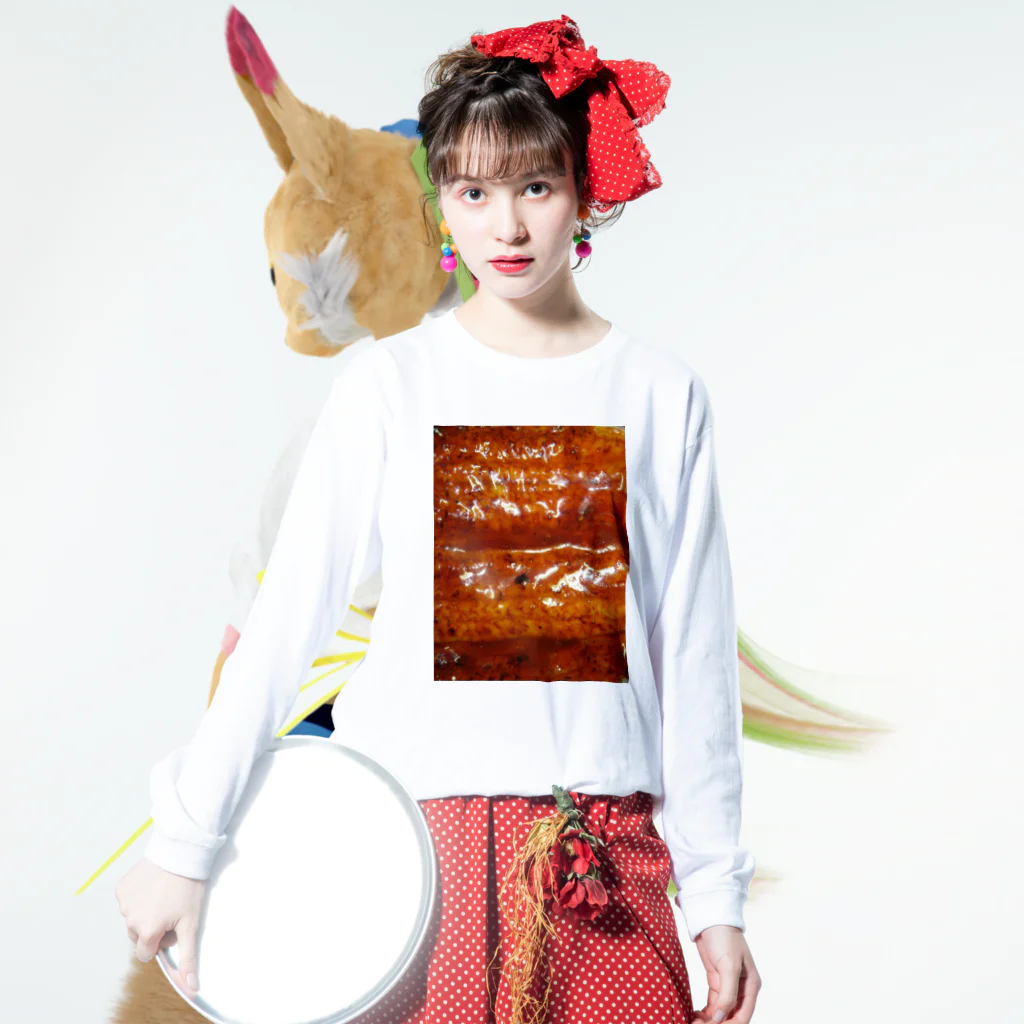 ミラくまのうなぎの蒲焼き ロングスリーブTシャツの着用イメージ(表面)