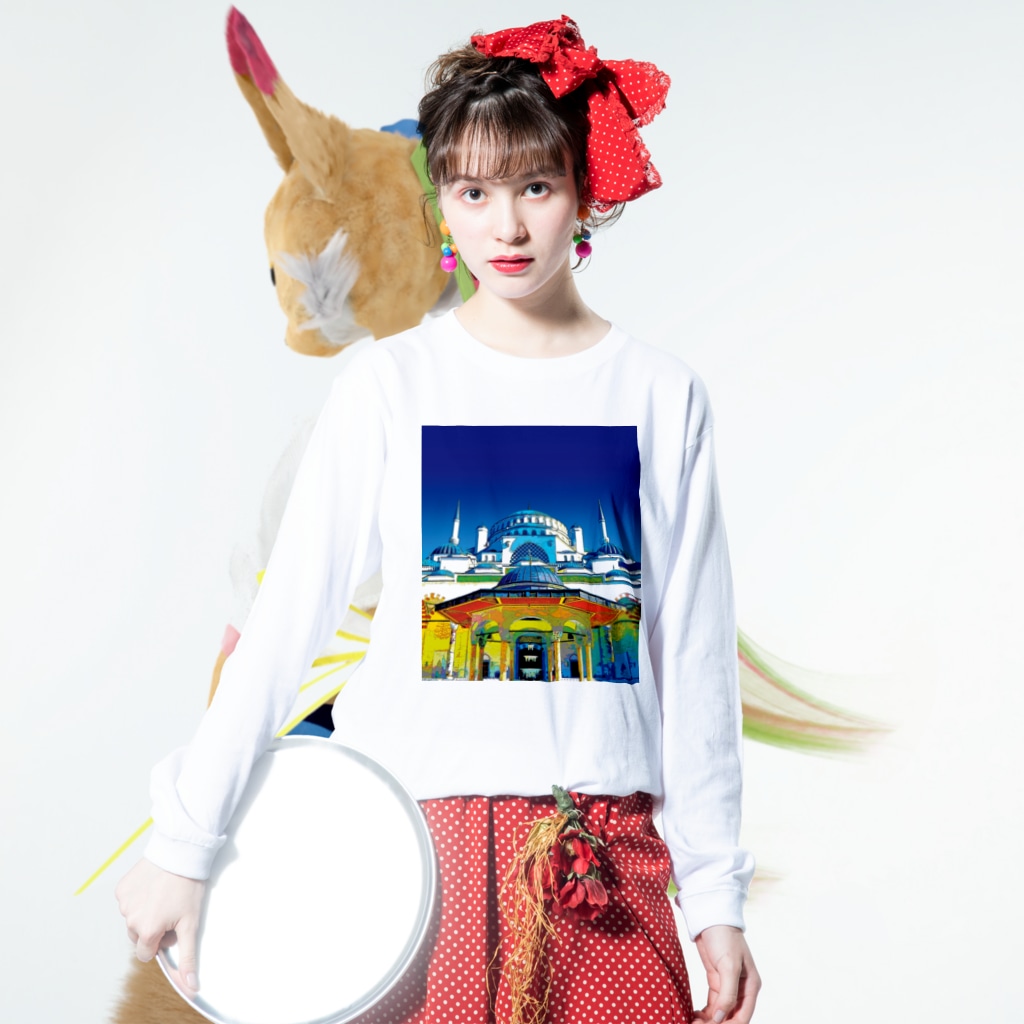 GALLERY misutawoのトルコ イスタンブールのスルタンアフメト・モスク Long Sleeve T-Shirt :model wear (front)