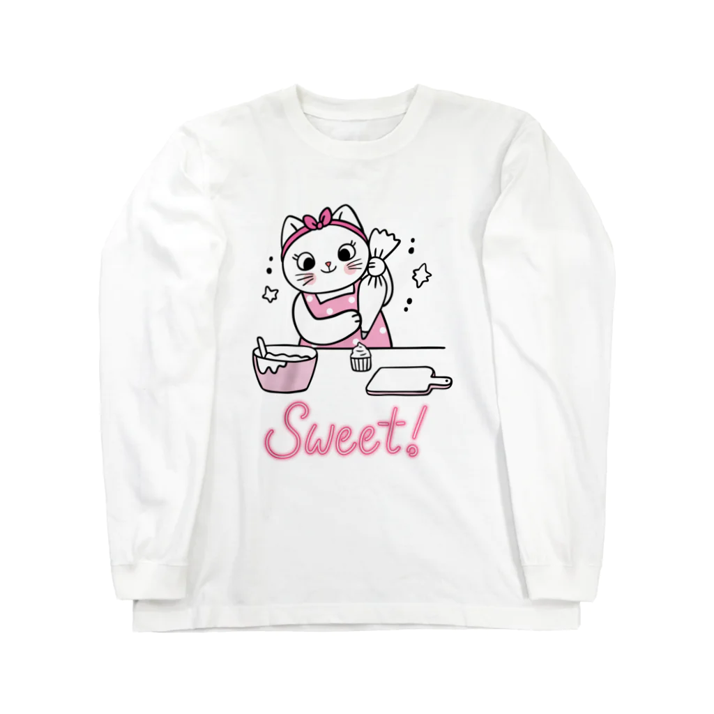 LoveAnimalの猫　お菓子づくり ロングスリーブTシャツ