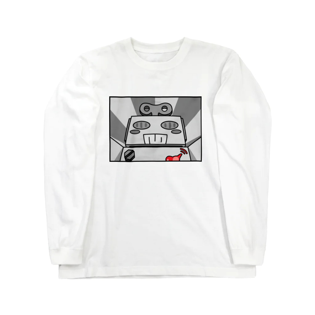 生物＝ケモノのヲ店のブリキ　モノクロ Long Sleeve T-Shirt