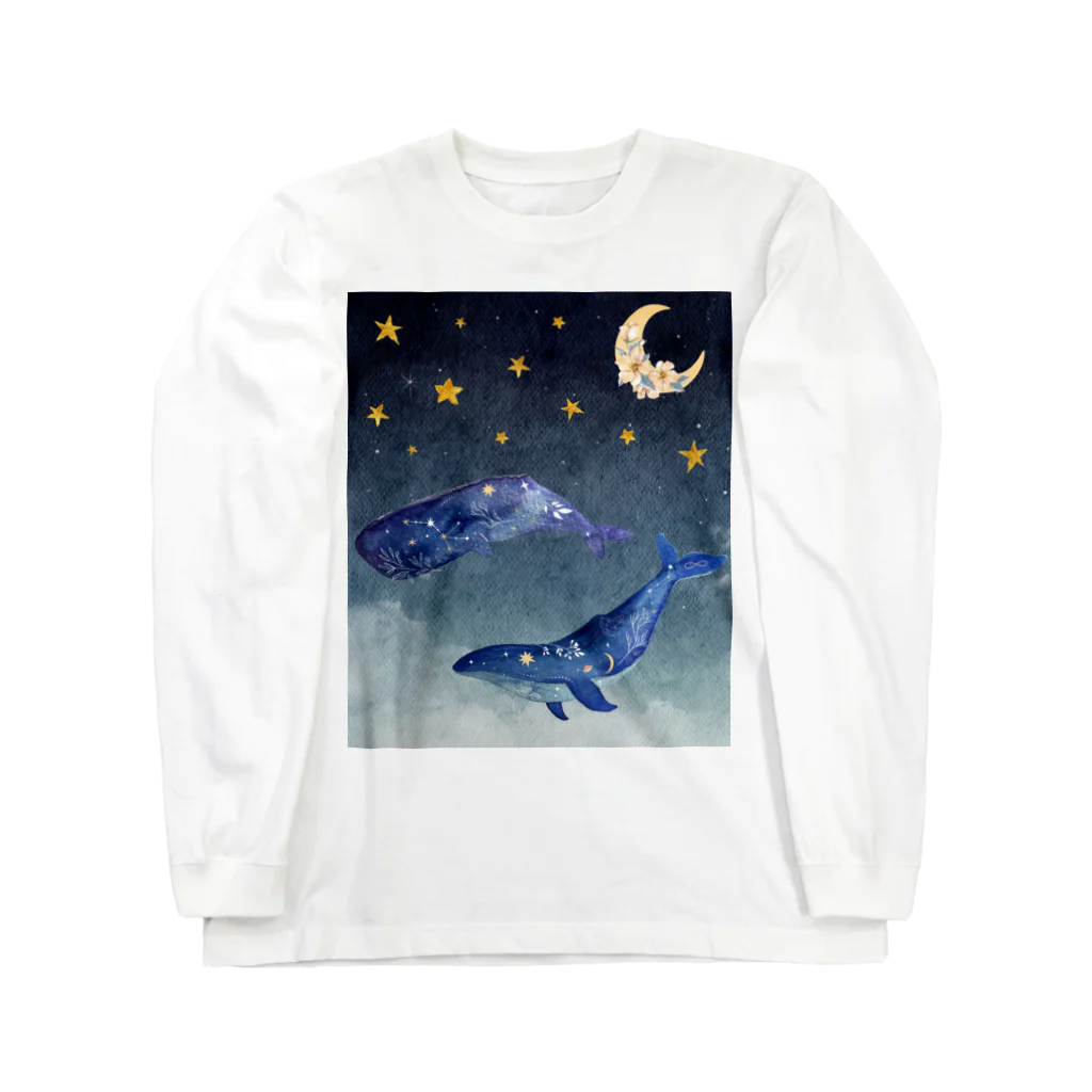 NEONEONの夜を泳ぐクジラ Long Sleeve T-Shirt