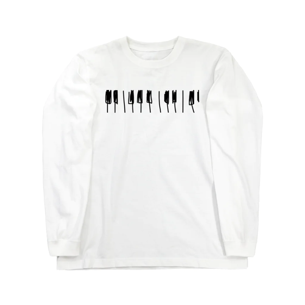 Naa Piano Music (ピアノデザインコレクション)の🎼 ピアノ 鍵盤　(モノクロデザインver.) Long Sleeve T-Shirt