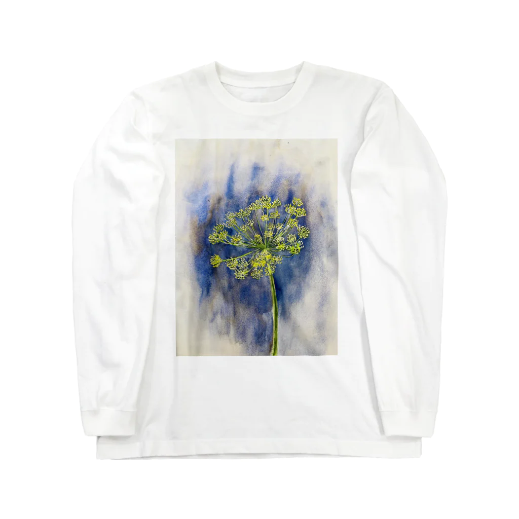 あおニャーマンの植物画着彩2 ロングスリーブTシャツ