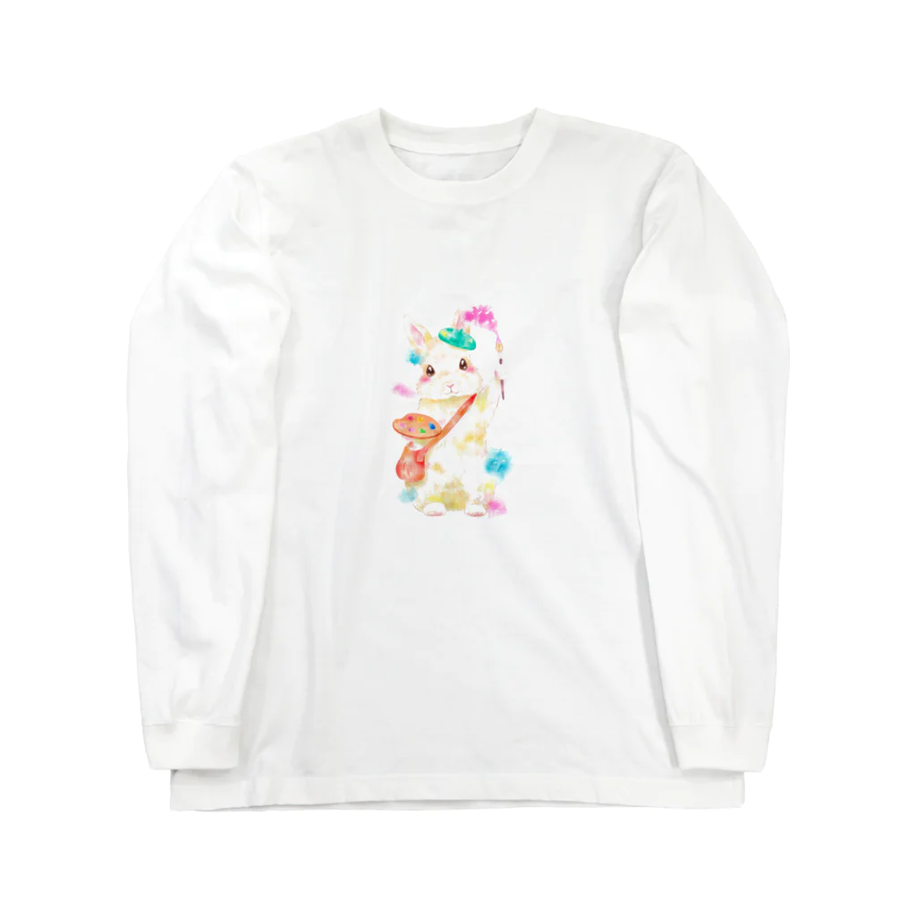 しず華＊(カラー･リボンボン)の絵描き屋のキキくん ロングスリーブTシャツ