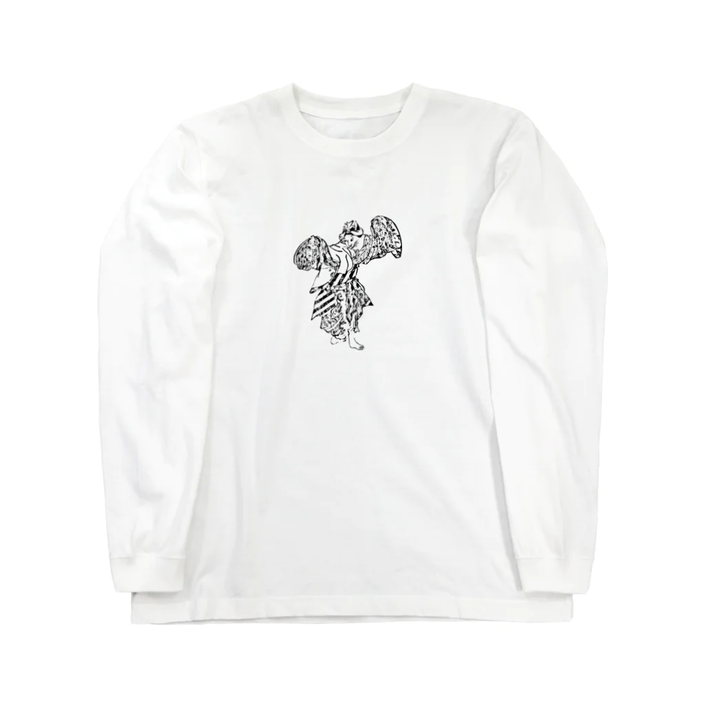 猫の浮世絵・草紙の歌って踊るおこまちゃん Long Sleeve T-Shirt