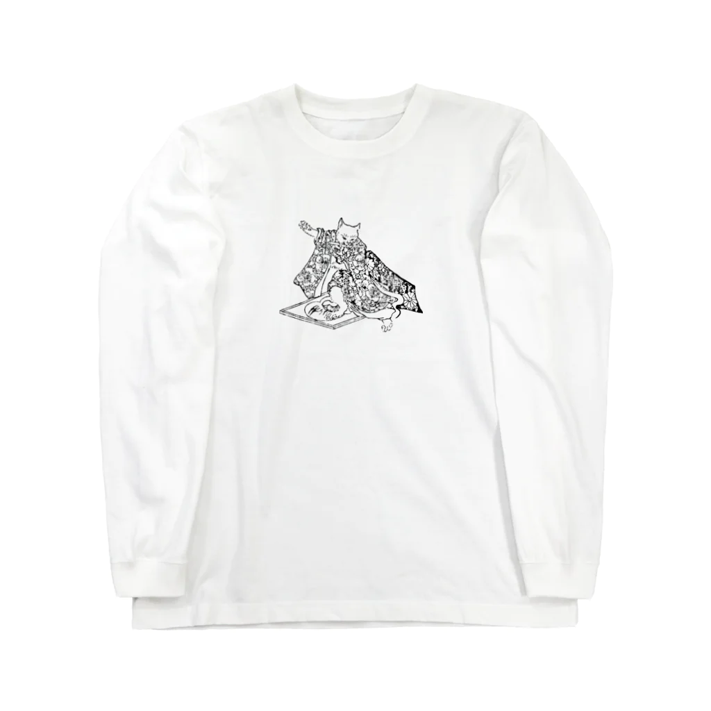 猫の浮世絵・草紙の逆上するおこまちゃん Long Sleeve T-Shirt