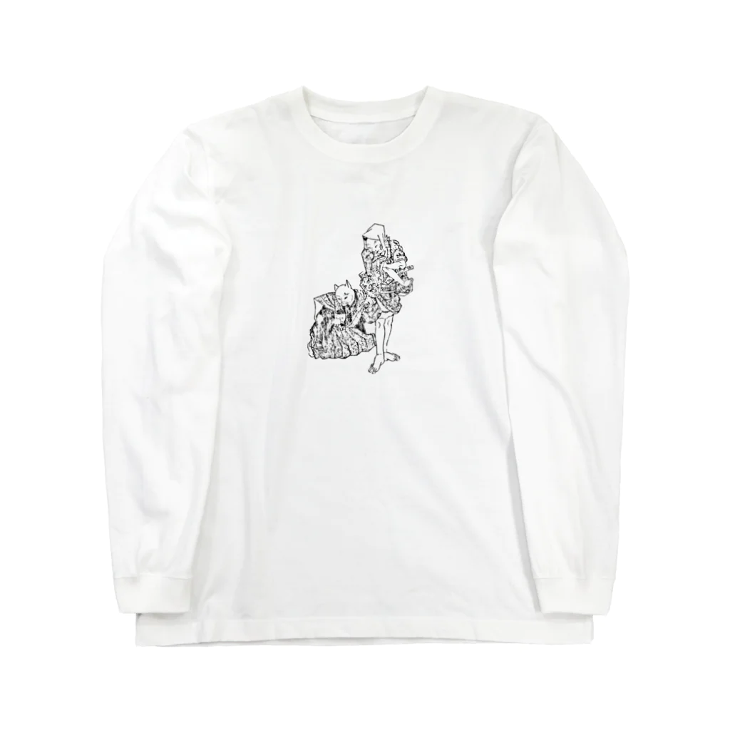 猫の浮世絵・草紙の大見得を切るふく Long Sleeve T-Shirt