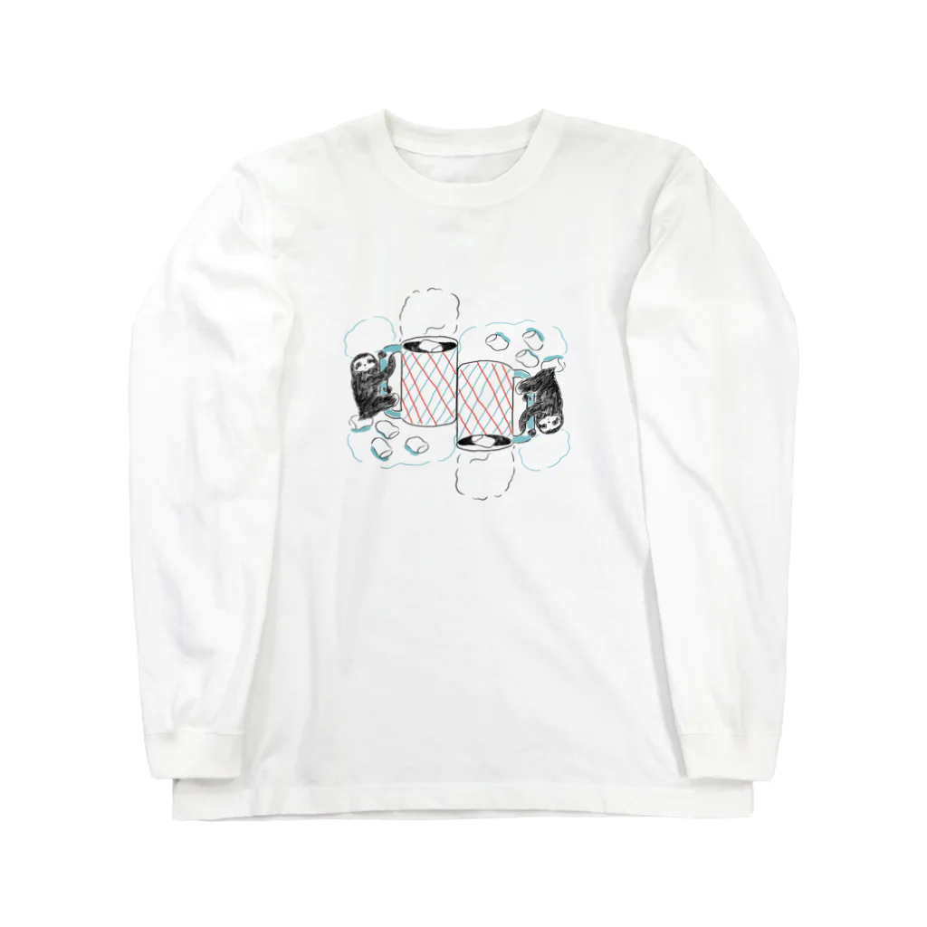 ヒャナヒュ-のナマケモノとマシュマロココア Long Sleeve T-Shirt