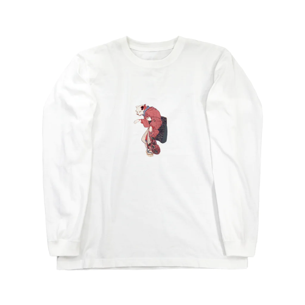 猫の浮世絵・草紙の艶やかな芸者猫 Long Sleeve T-Shirt