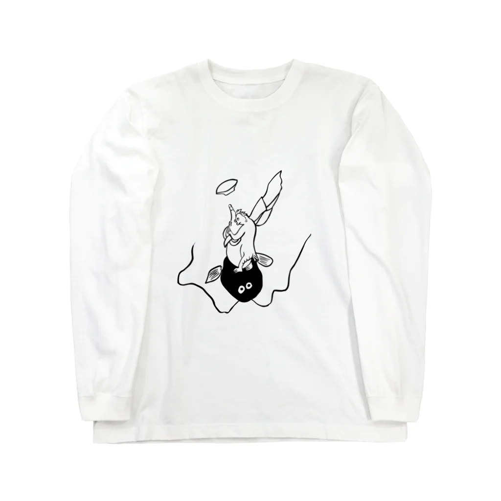 junsen　純仙　じゅんせんのJUNSEN(純仙)浮世絵風　鯰にまたがるさる Long Sleeve T-Shirt