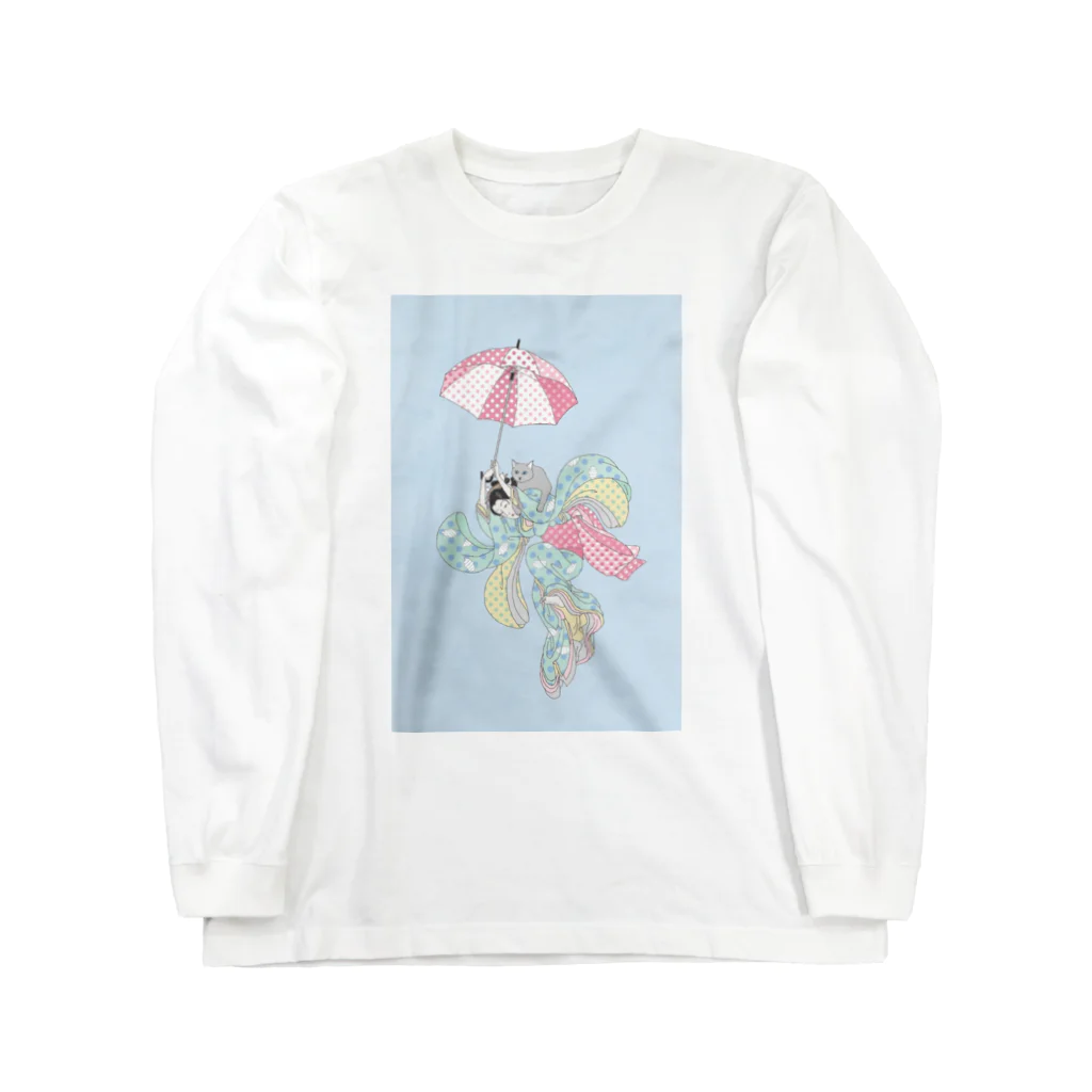 keeeeeep smilingの傘じゃ飛べんでしょ... #ねこのきもち Long Sleeve T-Shirt