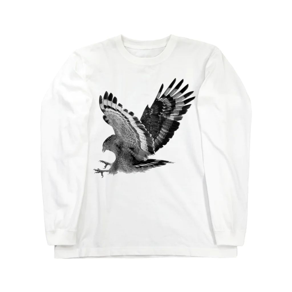 WILDBIRD GOODS SHOPのカンムリワシ・モノクロ Long Sleeve T-Shirt