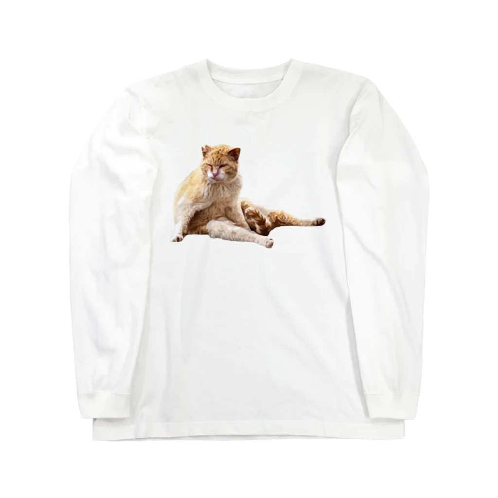 cre8am Houseのヒットマンな顔の猫 Long Sleeve T-Shirt