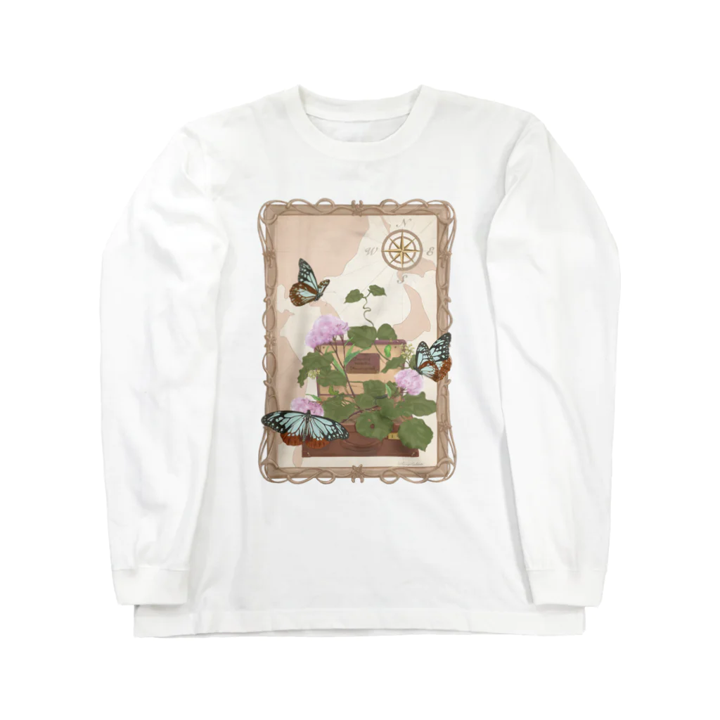 kitaooji shop SUZURI店のTraveling butterfly Long Sleeve T-Shirt