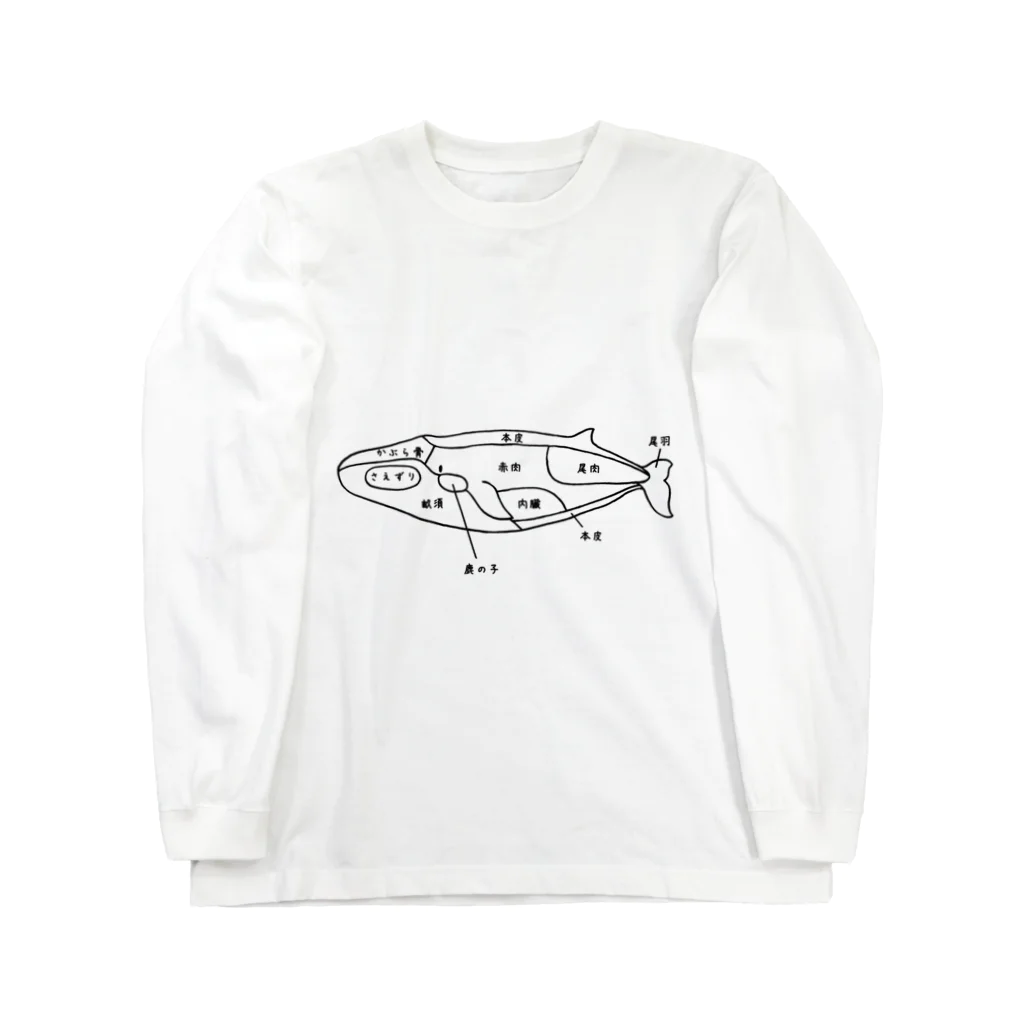 キマグレ屋のクジラの部位シャツ Long Sleeve T-Shirt