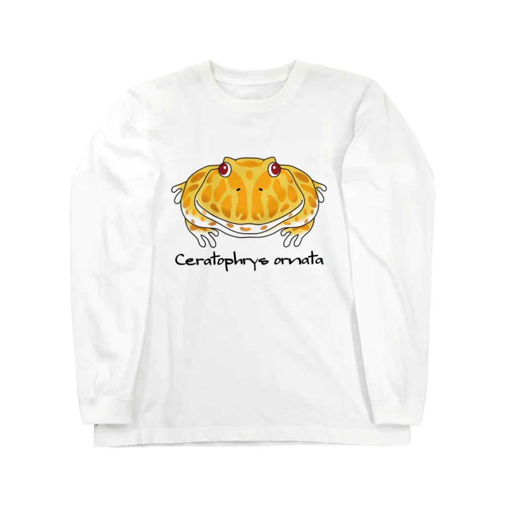 イラストレーターみやもとかずみのオリジナルグッズ通販 ∞ SUZURI（スズリ）のベルツノガエル Ceratophrys ornata Long Sleeve T-Shirt