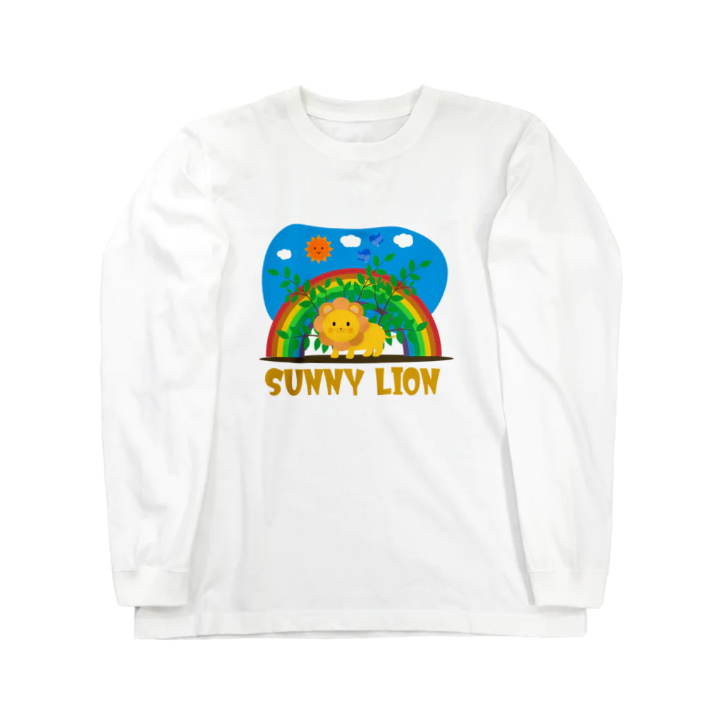 chicodeza by suzuriのライオンと虹と青空 Long Sleeve T-Shirt