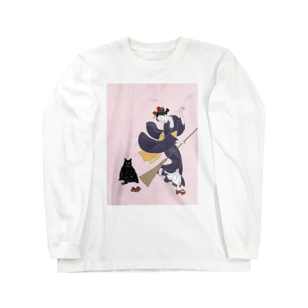 keeeeeep smilingの働く気のない猫ジジ　Jiji’s delivery service ロングスリーブTシャツ