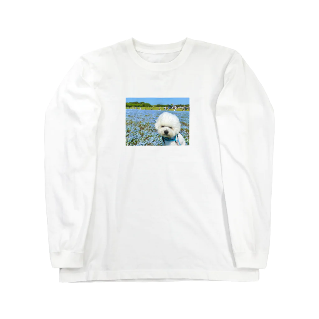 ☁️せとくん(陰キャ)☁️のビションフリーゼのセトくん　お花畑 Long Sleeve T-Shirt