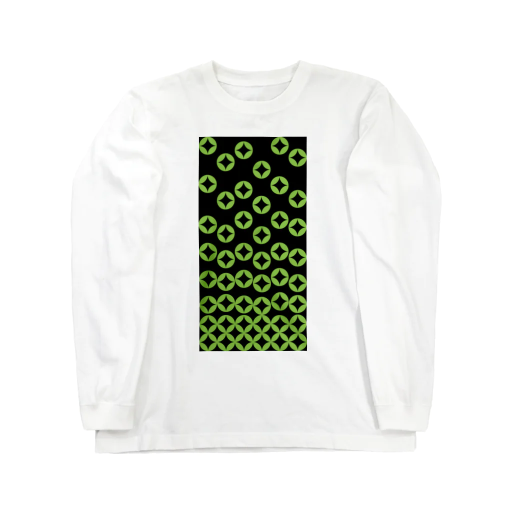 bonnylochの七宝繋ぎ_LightGreen ロングスリーブTシャツ