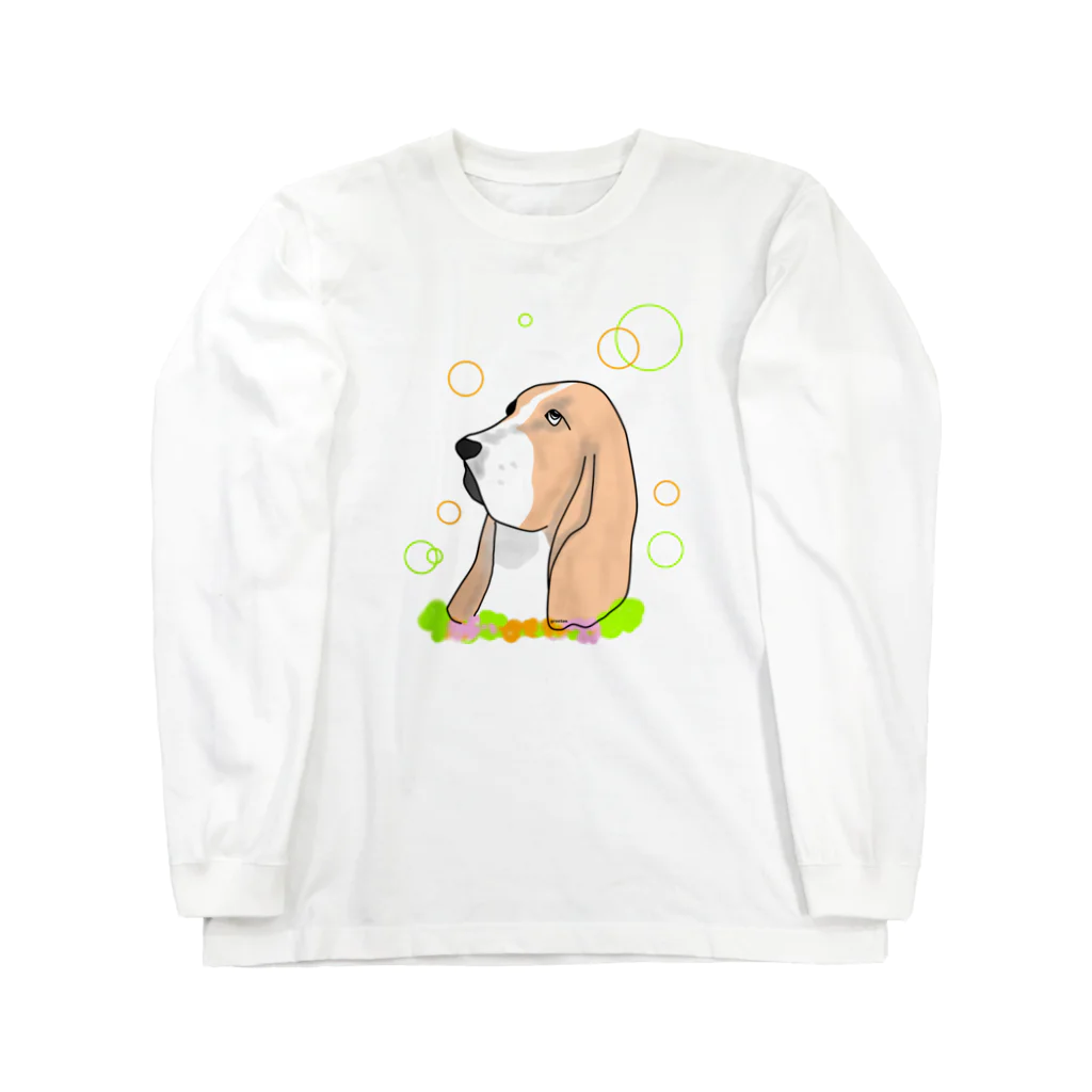 greetenのバセットハウンド癒し犬 Long Sleeve T-Shirt