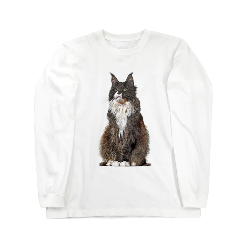 【CPPAS】Custom Pet Portrait Art Studioのキュートでクールなメインクーンキャット Long Sleeve T-Shirt