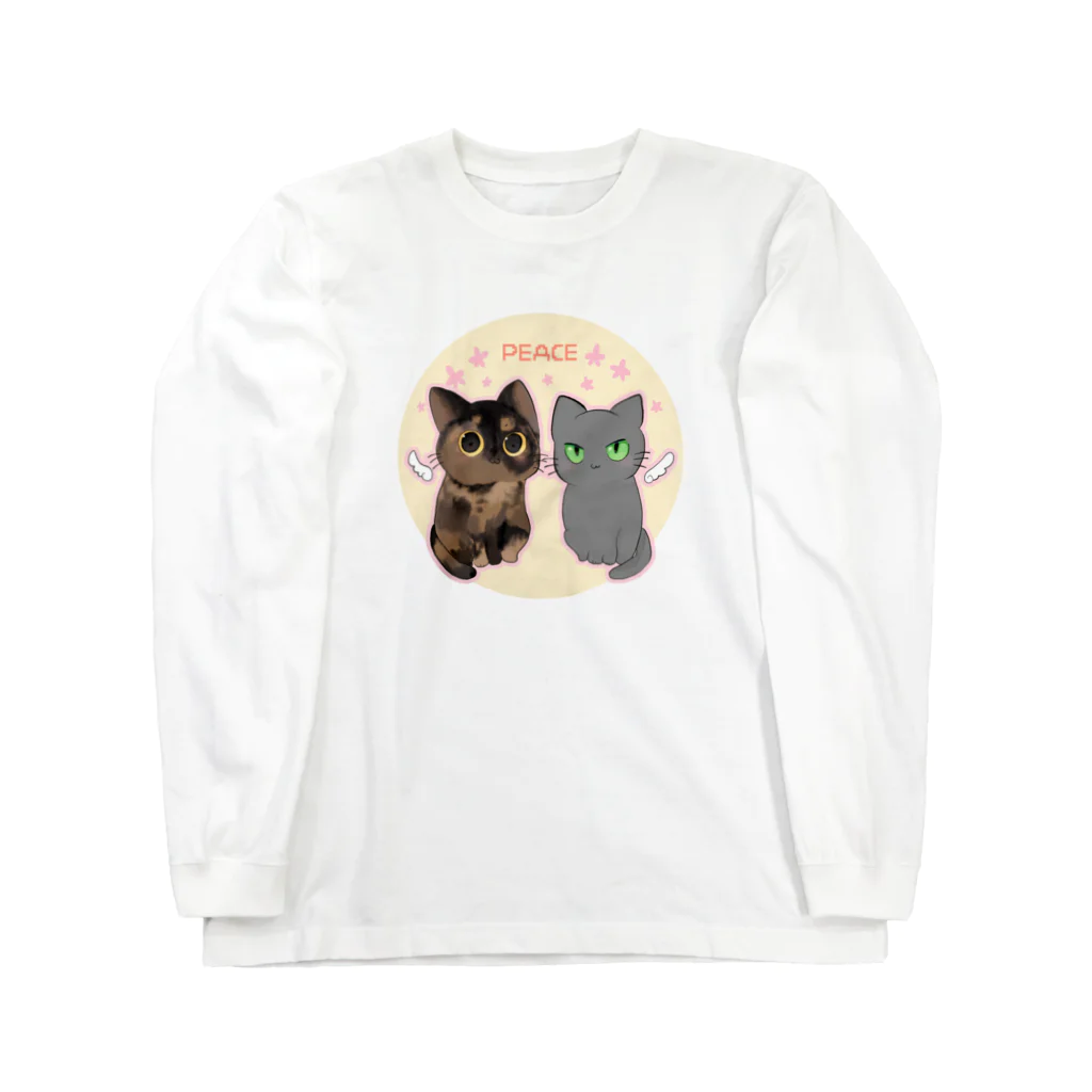 ねこほうチャンネル公式グッズのハムモモ平和チームイラストグッズ Long Sleeve T-Shirt