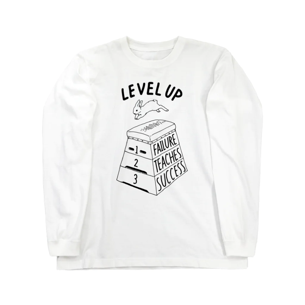 ねこぜもんのLEVEL UP FTS くろいロゴ ロングスリーブTシャツ