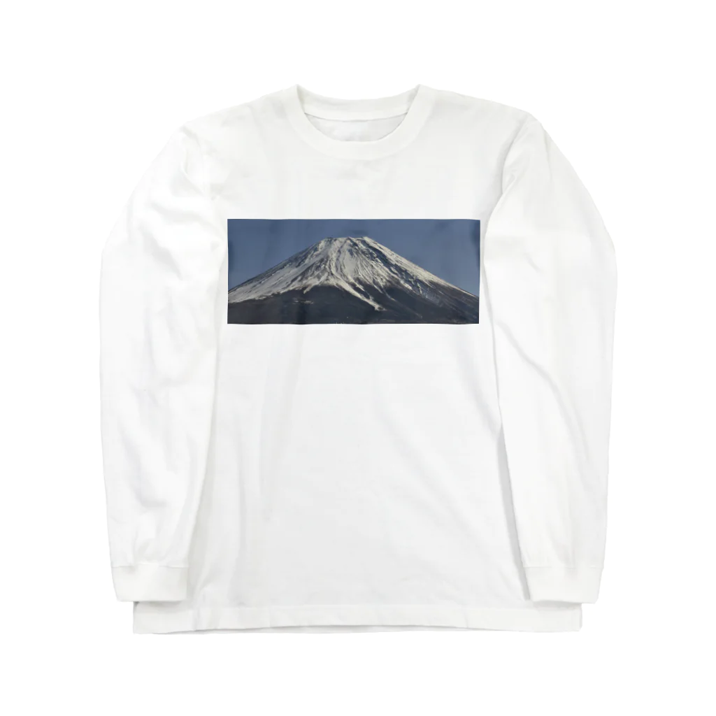 下田村の冠雪した富士山 ロングスリーブTシャツ