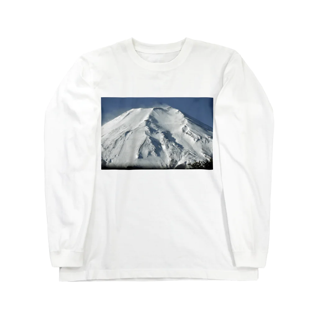 下田村の冠雪した富士山_003 ロングスリーブTシャツ