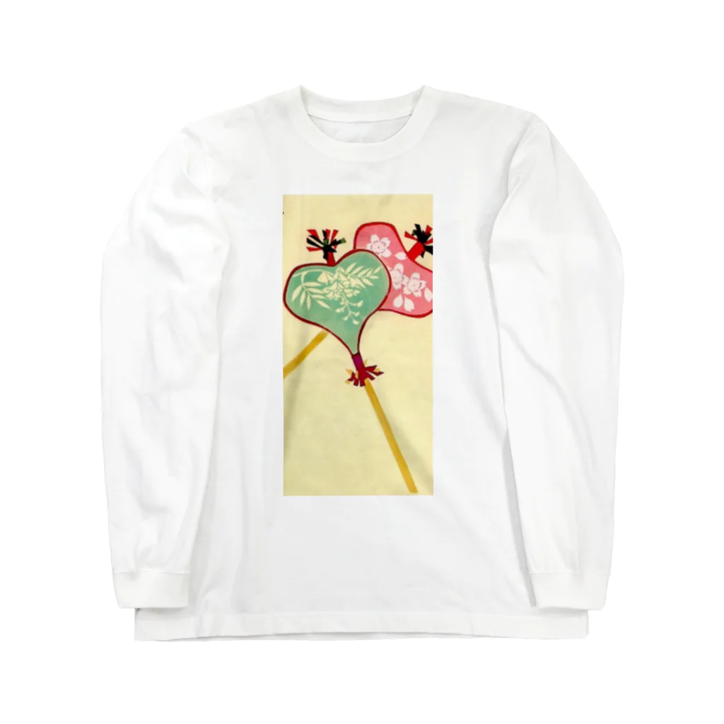 art-healing-awazuの唐招提寺　うちわまき　縁起ものデザイン Long Sleeve T-Shirt