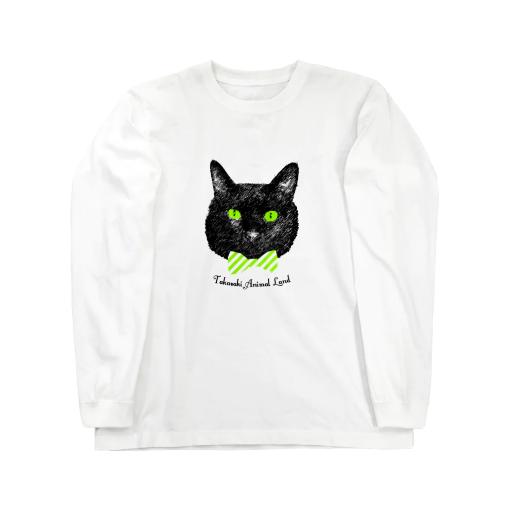 高崎アニマルランドの蝶ネクタイ黒猫 ロングスリーブTシャツ