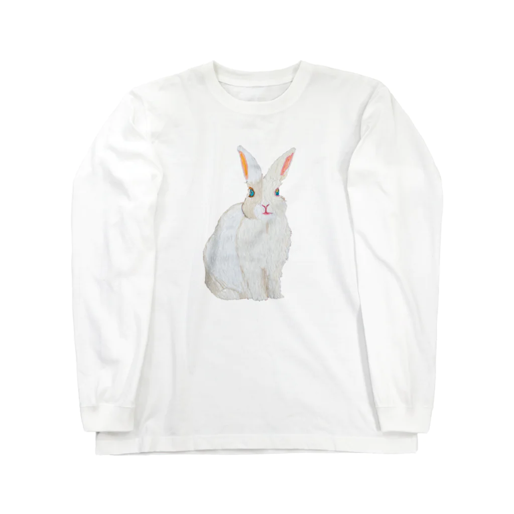 rabbit loverのフワフワうさぎ（白） ロングスリーブTシャツ