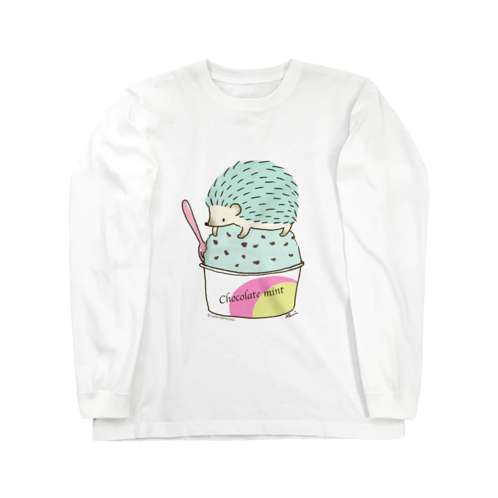 なみはりねずみのChoco Mint ハリネズミ ロングスリーブTシャツ