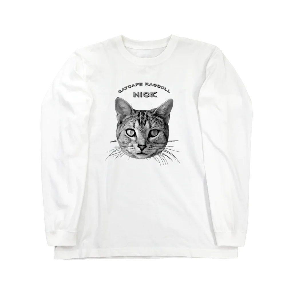 猫カフェラグドール（大阪難波）のニックを応援し隊！モノクロ Long Sleeve T-Shirt