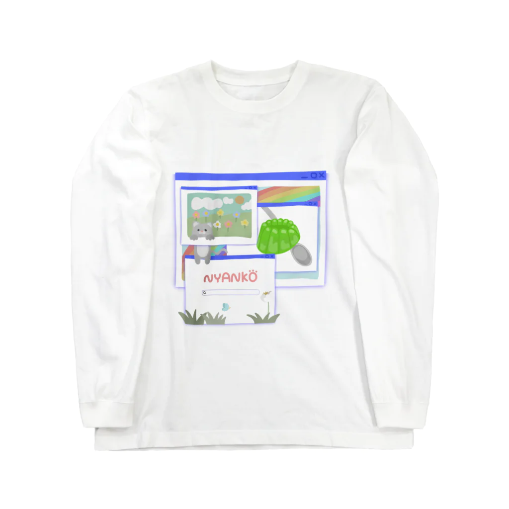 最強すーぱーすーぱーあめいじんぐのネコインターネット Long Sleeve T-Shirt