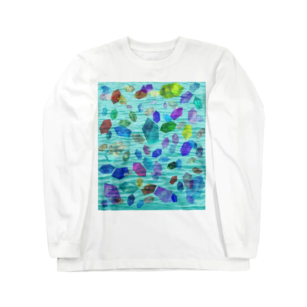 R☆worldのエメラルドグリーンの海に浮かぶクリスタル Long Sleeve T-Shirt