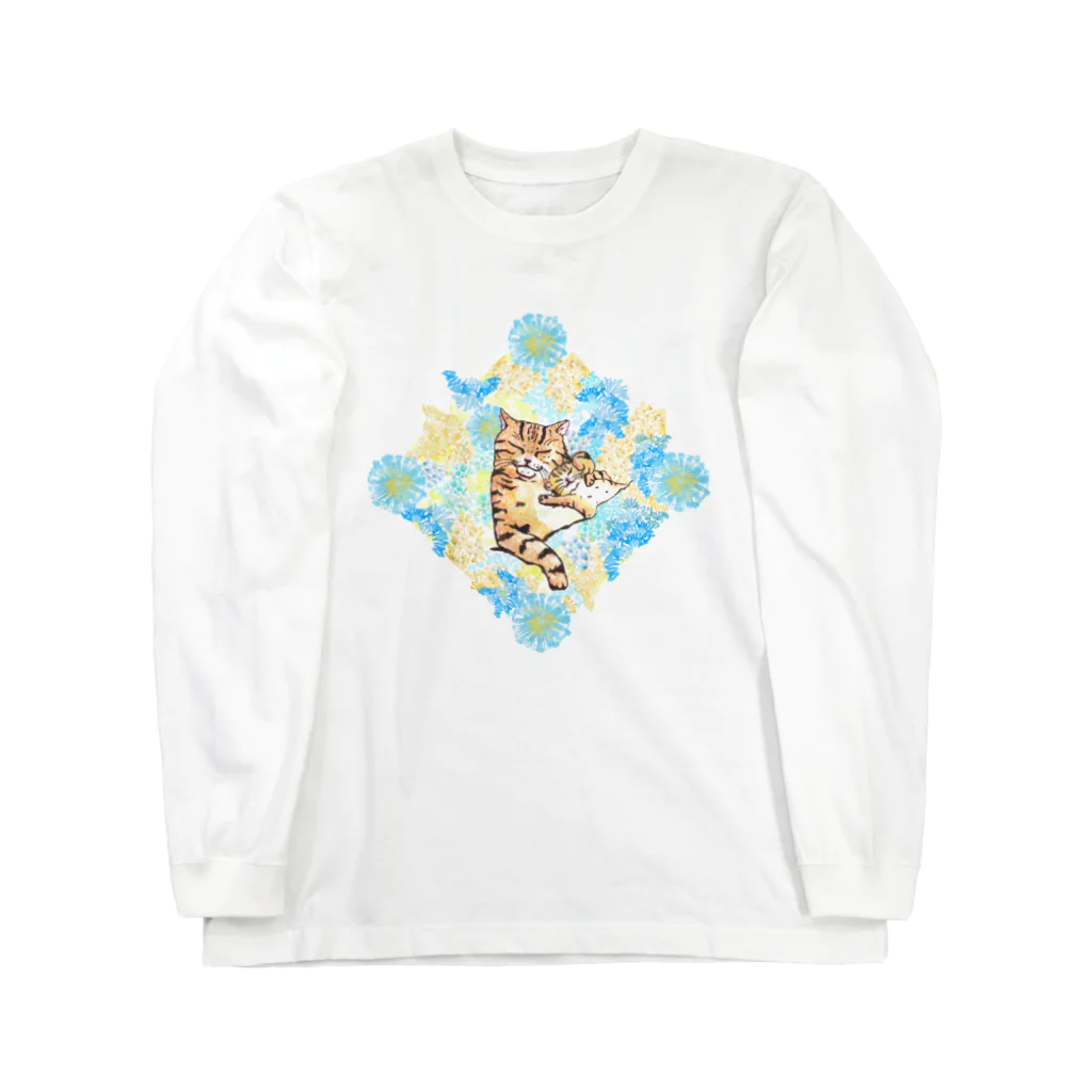 猫竹（nekotake)の花の中にキジトラ猫たち Long Sleeve T-Shirt