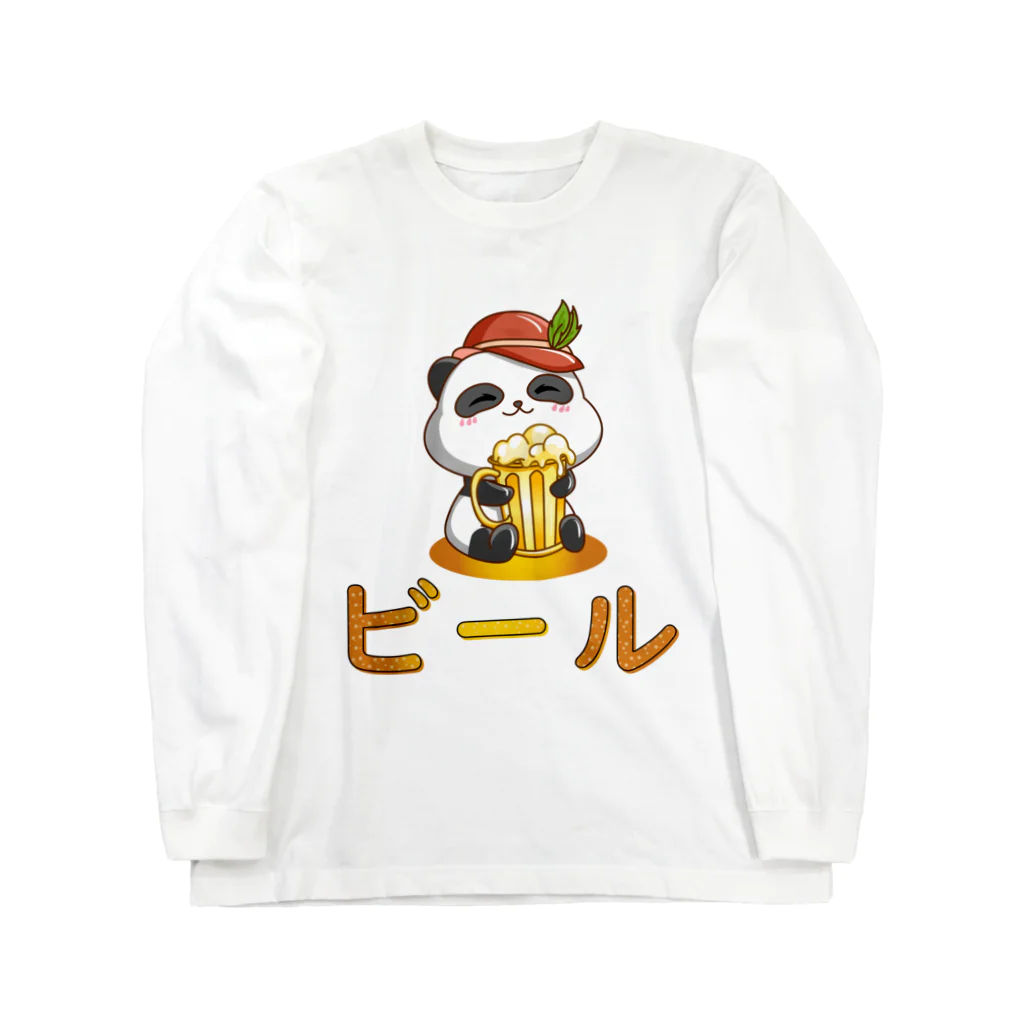 kawaiitopsの Cute Panda Drinking Beer Octoberfest ロングスリーブTシャツ