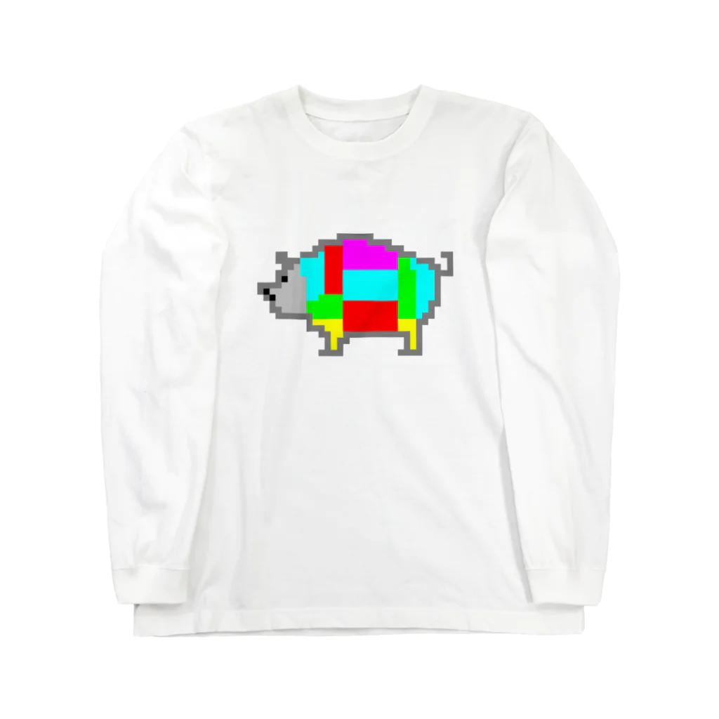 サトオのブタ肉 部位 ドット絵 ロングスリーブTシャツ